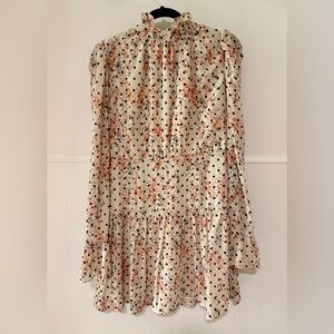 Nasty Gal Polka Dot Floral Maxi Skirt in Cream and Pink